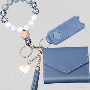 Women Leather Wallet Credit Card Holder with Chain